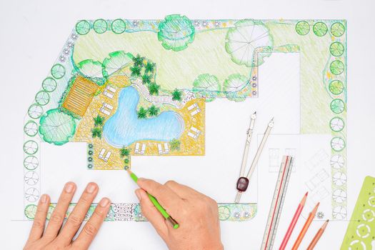 Landscape architect design backyard plan for villa