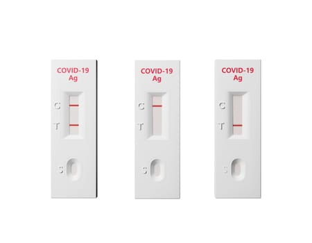 rapid antigen test for COVID-19 isolated on white background. Positive, negative and invalid. 3d rendering