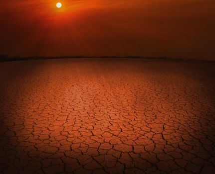 earth desert terrain with sky, Soil crack