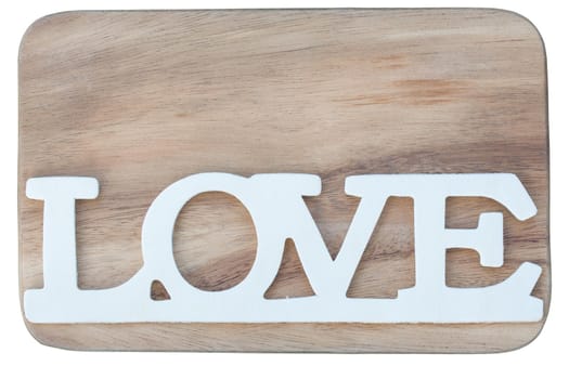 LOVE text on wooden isolated. Clipping path
