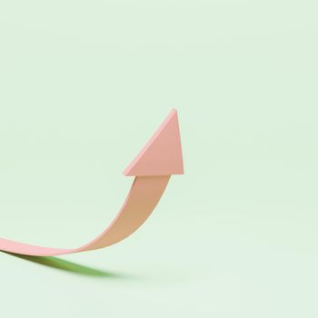 upward arrow on soft background. minimalistic concept of business, success and production. 3d rendering