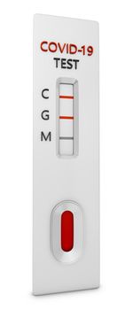 Rapid test for the detection of antibodies to the coronavirus on a white background. 3d render.