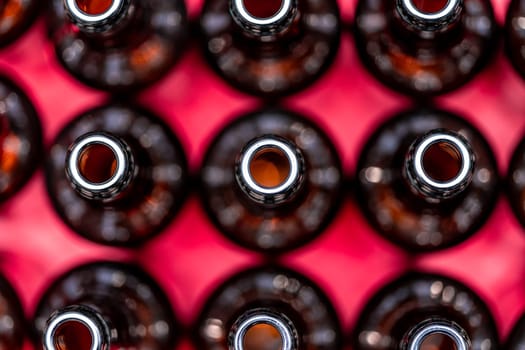 empty glass beer bottles in brewery. High quality photo