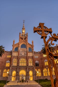 The Sant Pau Modernist Centre in Barcelona at twilight