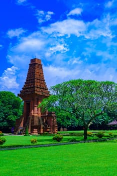 19th March 2023. Bajang Ratu Temple at Trowulan Archaeological Site in East Java, Indonesia. It's a gate made of red brick which is estimated build around 14th century during Majapahit Empire.