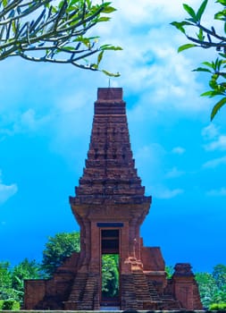 19th March 2023. Bajang Ratu Temple at Trowulan Archaeological Site in East Java, Indonesia. It's a gate made of red brick which is estimated build around 14th century during Majapahit Empire.