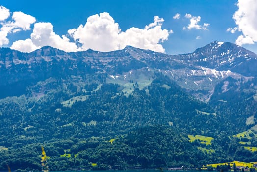 Lake Thun and mountains, Thunersee Bern Switzerland.