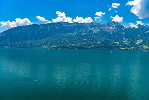 Lake Thun and mountains, Thunersee Bern Switzerland.