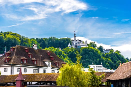 Castle on the hill near the center of Lucerne, Luzern, Switzerland.