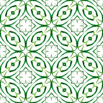 Textile ready dramatic print, swimwear fabric, wallpaper, wrapping. Green exceptional boho chic summer design. Trendy organic green border. Organic tile.