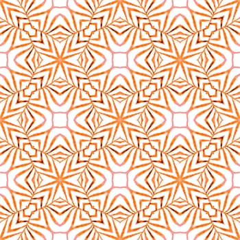 Trendy organic green border. Orange unique boho chic summer design. Organic tile. Textile ready neat print, swimwear fabric, wallpaper, wrapping.