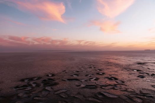 Beautiful coast of Jarilgach island, Ukraine at evening time.