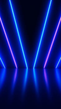 Abstract technology background with colorful light rays motion. ultra violet glowing lines. Vertical Size.