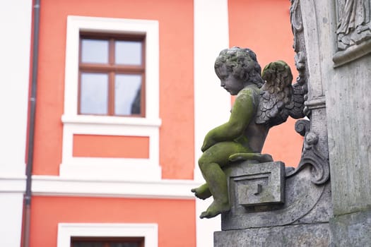 Angel scupture, an old architecture detail in Wroclaw, Poland