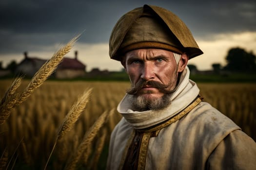 Culture of Ukraine, authenticity, uniqueness, independence and endurance. Local things, clothes, terrain. Yellow Ukrainian symbols, villages. High quality Generative AI .