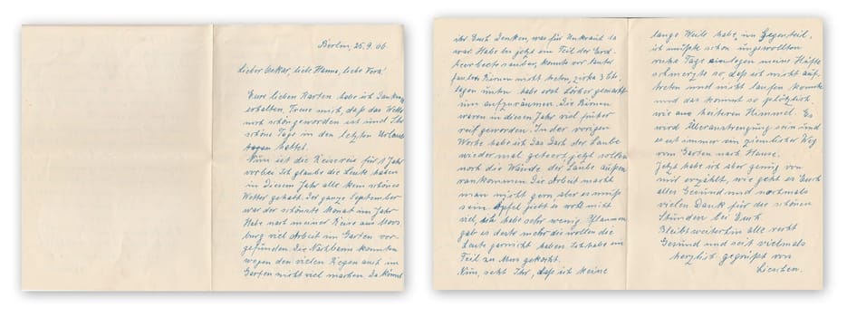 BERLIN, GERMANY, SEPTEMBER 26: Hand writing page - latin text. Letter in German, September 26, 1966.