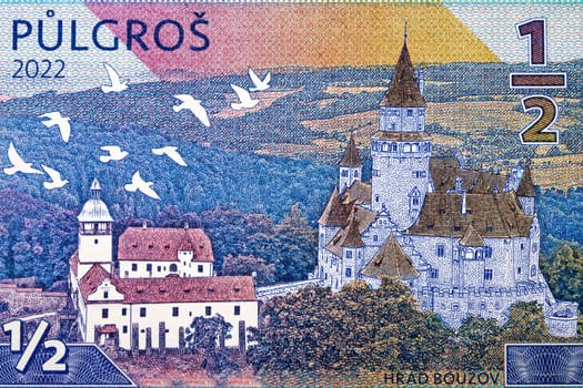 Bouzov Castle from Czech money