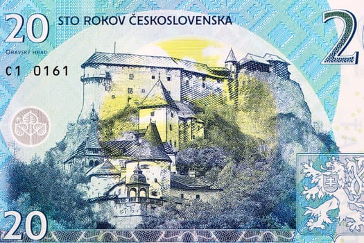 Orava Castle on the hill from Czechoslovak money