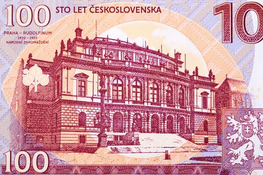Prague - view of Rudolfinum from Czechoslovak money