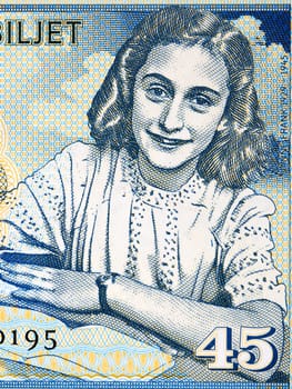 Anne Frank a portrait from Dutch money