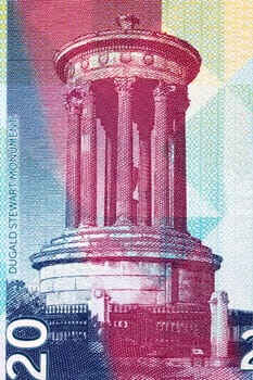 Dugald Stewart Monument in Edinburgh from Scottish money