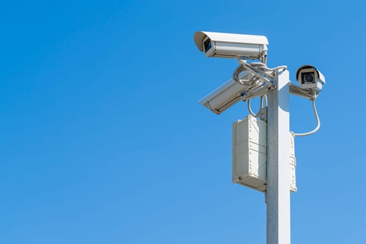 CCTV cameras on the background of a tropical forest close-up. photo