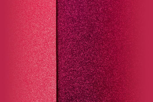 Viva Magenta - color of the year 2023. Trendy color sample. Shiny and glittering surfaces. Abstract background with copy space. Events, celebrations. Texture with glitter