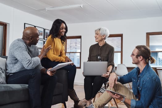 Ideas change the future. a group of businesspeople having a meeting and discussing ideas in their office at work