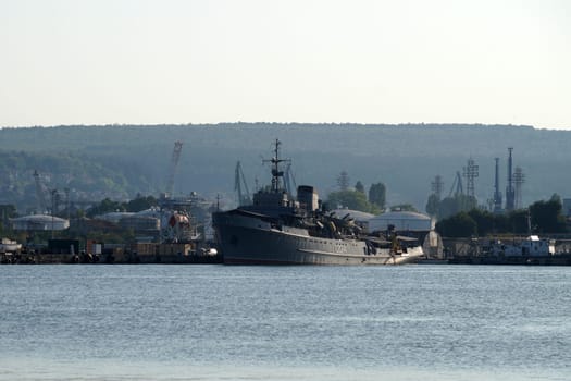 Varna, Bulgaria - July, 23, 2022: military patrol ships in the seaport of Varna