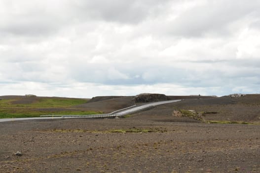 F-road and flat landscape near lake Hagavatn in Iceland