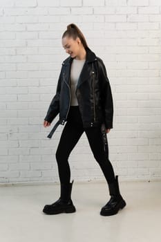 style leather background jacket white fashion design isolated clothes casual zipper black clothing