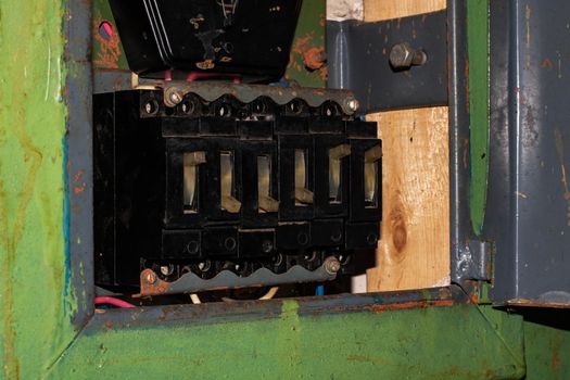 Okd Switches on a black device close up, appliances and electronics