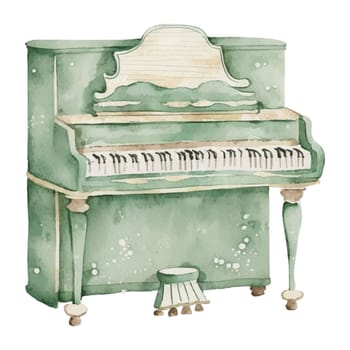 Piano Green Pastel Watercolor Illustration Clipart illustration for design element, invitation card, sublimation, painting, wall art and more.