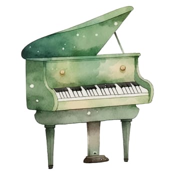 Piano Green Watercolor Illustration Clipart illustration for design element, invitation card, sublimation, painting, wall art and more.