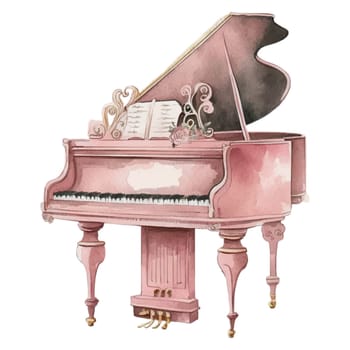 Piano Pink Pastel Watercolor Illustration Clipart illustration for design element, invitation card, sublimation, painting, wall art and more.