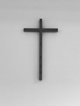 Concept or conceptual cross on background, texture with copy space for any text. metaphor 3d illustration for god, christ, christianity, religion, faith, saint, spiritual, jesus, faith, resurrection. christian wooden cross in a school classroom. A typical picture in German schools at the beginning of the 21st century, Europe. photo