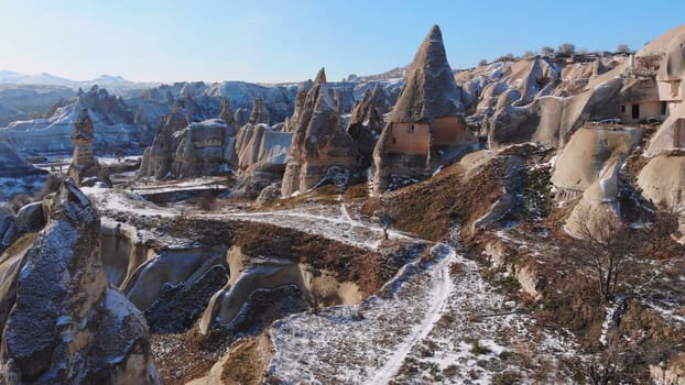 Cappadocia Mountains in Turkey. Drone video