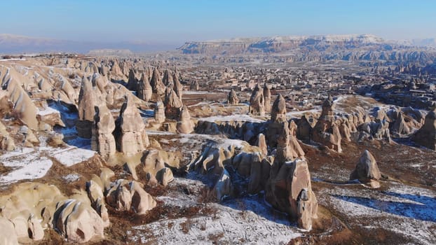 Cappadocia Mountains in Turkey. Drone video