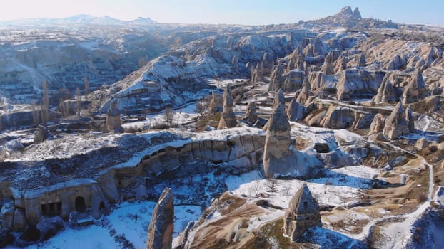 Cappadocia Mountains in Turkey. Drone video