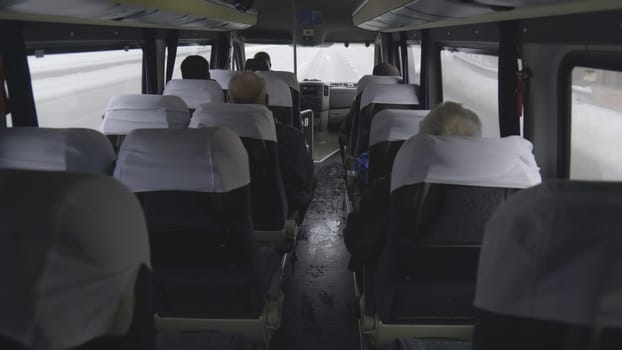 Minibus with passengers on the move