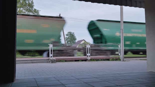 Wagons freight train in motion