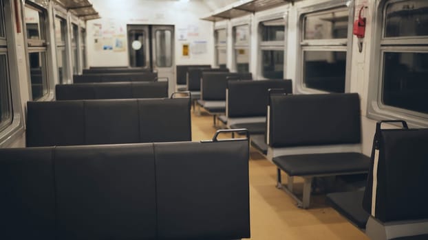 Empty passenger car of economy class train