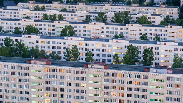 Multistory buildings in the big city in Russia