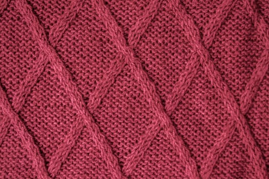 Detail Knitted Fabric. Vintage Woven Design. Closeup Jacquard Warm Background. Abstract Wool. Red Weave Thread. Nordic Xmas Decor. Soft Jumper Material. Cotton Knitted Wool.