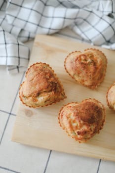 Freshly baked buns. Top view. Sweet Homemade Pastry baking. Close-up.