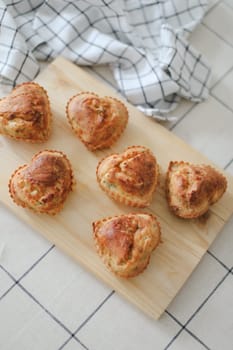 Freshly baked buns. Top view. Sweet Homemade Pastry baking. Close-up.