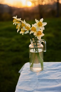 vertical photo of a bouquet standing on the street. High quality photo