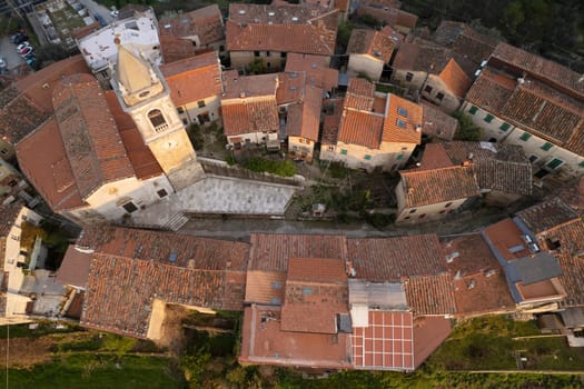 Aerial photographic documentation of the small village of Monteggiori in Versilia Tuscany 