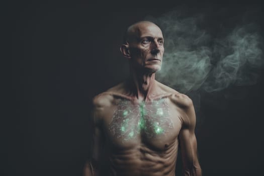Oncology. Cancer cells. Chemotherapy. Portrait patient feels optimistic, supports sick people, volunteers. Faith in the future. Fighting to win. Treatment and recovery. .