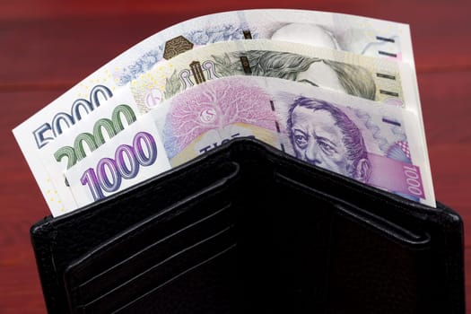 Czech koruna in the black wallet